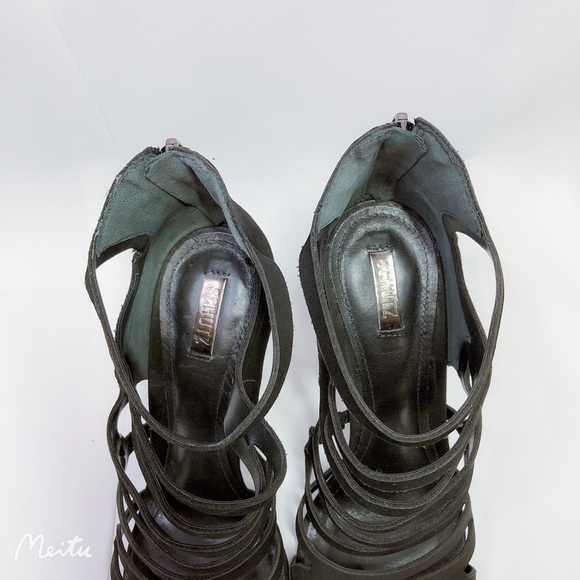 SCHUTZ Women Pequena Suede Black Strappy Dress High Heels Sandals US 8.5 B NEW - Picture 9 of 16
